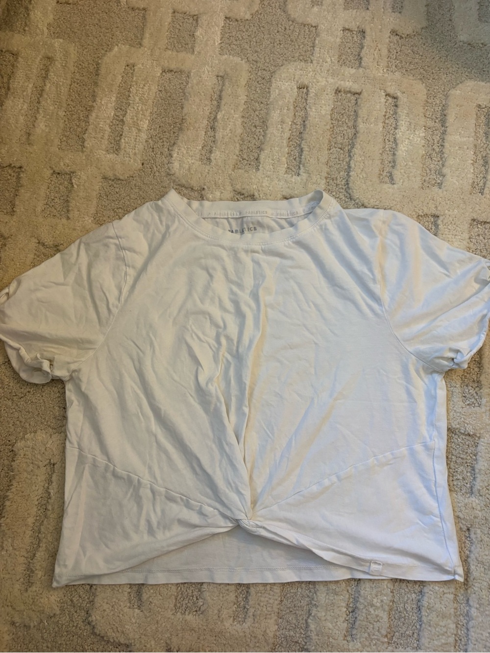 Fabletics White Twist-Front Short Sleeve Tee